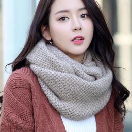 Scarves Autumn/winter Warm Lady's Solid Colour Wool Neck Scarf With Thick Knitted Student