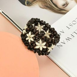 Strand Wood Elastic String Bracelets For Women Statement Flower Wooden Beads Bracelet Fashion Jewelry Accessories