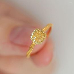 Cluster Rings Small Sugar Yellow Diamond Ring Female Natural Topaz Gem Index Fashion Luxury High
