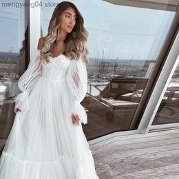 Party Dresses Sevintage Modern Tulle Wedding Dresses Sweetheart Puff Sleeves A-Line Pleat Boho Wedding Gown Country Bridal Gown Plus Size 2022 T230502