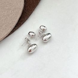 Dangle Earrings S925 Sterling Silver South Korea Dongdaemun Fashion Bay Bean Temperament Female Retro Craft Personalized