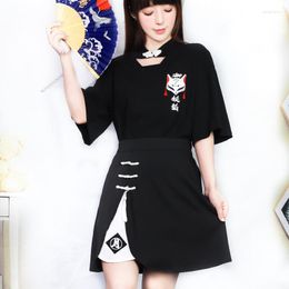 Ethnic Clothing Anime Kimono Shirt Summer Women'S 2023 Japanese Ribbon Girl Lolita T-Shirt Short Skirt Set Adult Costume 31042