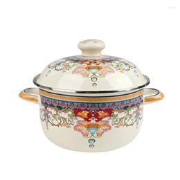 Bowls Vintage Style Thick Enamel Soup Pot Flat Bottom Stew Gas Stove Universal Ceramic Cooking Wok Insulated