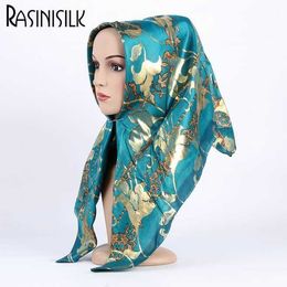 Scarves NEW 100 Silk Jacquard Square Hjiab Muslim Scarf Turban Ultralight Retro Shawl Turkish Hijab Women Islamic Headscarf 1pc J230502