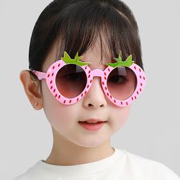 Sunglasses for Kids Children Cute Boy Girl Strawberry Shape Plasic Sun Glasses Birthday Party Items Photograph Show Decor Pink Brown Black Color