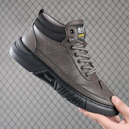 High Top Casual Men Sneakers Cow Split Leather Leisure Designer Shoes Zapatos Spring Winter Plush Luxury Shoes 2021