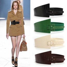 Other Fashion Accessories 2023 High Quality Fall PU Leather Ladies Fashion Elastic Wide Belt Coat Suit Dress Corset Belts for Women Luxury Designer Brand J230502