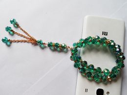 Strand Jewellery Factory Design Malachite Green Crystal Muslim Bracelet Fashion Elastic Plated Gold Chain