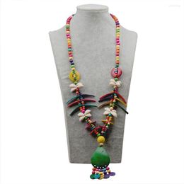 Pendant Necklaces Bohemian Necklace Women's All-match Tropical Trend Ethnic Wind Long Colorful Wood Beads Water Drop Coconut Shell