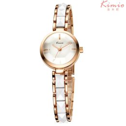 Wristwatches KIMIO Quartz Diamond Wrist Watch Alloy Rose Gold Women Bracelet Dress Woman Watches Ladies KW6120