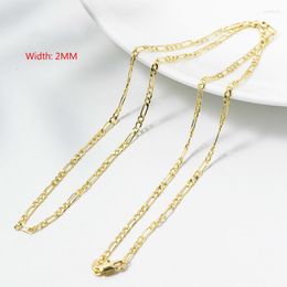 Chains 16-30 Inches 2 MM Fashion Luxury Men Women Copper Plated Gold Silver Colour Necklace Chain Bride Wedding Fine Jewellery