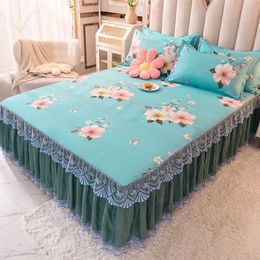 Set Bedding Set RUFFLES Bedspread With Pillowcase Flower Bed Sheets Soft For King/Queen Size Home 1.5/1.8/2M Bed Cover Flat Sheet