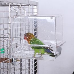 Baths Double Hook Hanging Upgraded Bird Bath Cage Adjustable Large with Clear View Transparent Pet Parrot Bath Household Practical