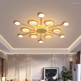 Chandeliers Golden Black LED Chandelier Is Simple For Living Room Ceiling Lights Remote Control Lower Home Indoor Dimming Lamps