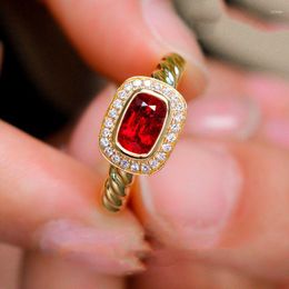 Cluster Rings High End Jewellery Natural Red Spinel Ring Female Gem