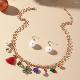 Chains 2 Pcs/set Snowflake Necklace Earrings Christmas Luxury Jewelry Set Accessories Festival Valentine's Party Gifts 2023