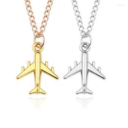 Pendant Necklaces 2023 Handmade Silver Colour Aeroplane Necklace Aircraft Choker Alloy Clavicle Chain For Women Men Jewellery