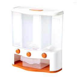 Storage Bottles Rice Dispenser Visual Window Grain Bin Wall-Mounted Seperated Grids Dried Fruit Jar Container