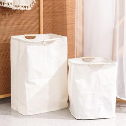 Organisation MCAO Japanese Laundry Basket Foldable Dirty Clothes Storage Hamper Bamboo Cloth Organisers with Handles for Corner Narrow TJ6826