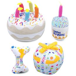 Toys Pet Plush Birthday Cake Dog Toy Play Interactive Chew Celebration Toys Squeaky Soft Cupcake Gifts Pet Toy Pet Products Supplies