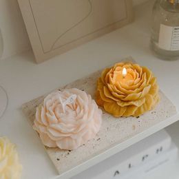 Scented Candle Flower Peony Shape Fragrance Candle Scented Candles Home Bedroom Geometric Decoration Wax Fragrance Candle Gift Z0418