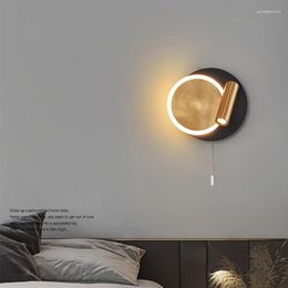 Wall Lamp Nordic Simple Creative Post-modern Bedroom Bedside Electroplated Copper Imitation LED Lamps