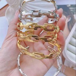 Bangle Punk Geometric Plated Gold Bangles For Women Girls Vintage Silver Colour Metal Copper Bracelets Femme Wedding JewelryBangle
