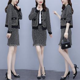 Work Dresses Large Size Knitted Suit Autumn Sweater Two-piece Set Fashion Skirt Ensemble Femme Survetement Year-old Female Costume