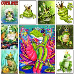 Stitch diamond mosaic Frog prince Full Square Round stones DIY 5D Diamond Painting Cross Stitch Kits crown frog rhinestone Embroidery