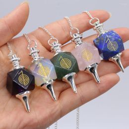 Pendant Necklaces Natural Stone Amethysts Rose Quartz Green Aventurine Lapis Lazuli Opal Reiki Symbol Spiritual Pendulum Hypnotherapy