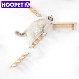 Scratchers HOOPET Cat Tree Cat Steps Wall Cat Wood Stairs Staircase Wall for Cats Pet Furniture Kitten Jumping Board DIY Cat Tree