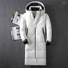 Men's Down Long Section Russia Winter Men Cold And Warm Jacket Man Reflective Strip Windbreaker Casual Hooded Parka Outwear Coat