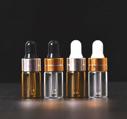 100pcs/lot 1ml,2ml,3ml,5ml Empty Glass Essential Oils Dropper Bottles In Refillable Mini Amber Serum Vials With Piette