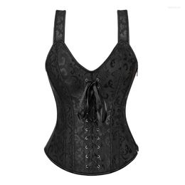 Bustiers & Corsets Gothic Corset Vest For Women Sexy Brocade With Straps Zipper Side Overbust Waist Trainer Bustier Vintage Plus 6XL