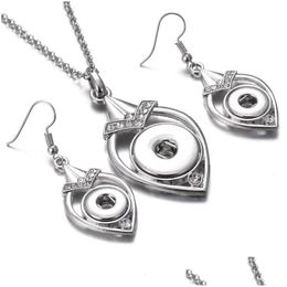 Earrings Necklace Noosa Crystal Snap Button Jewellery Set Waterdrop 18Mm 12Mm For Women Bohemia Gift Drop Delivery Sets Dhu6N