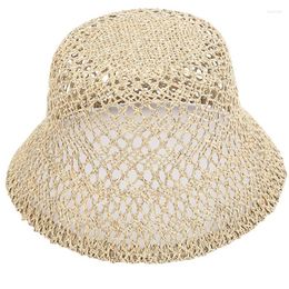 Berets Sun Beach Straw Hat Women Bucket Wide Brim Solid Colour Fisherman Surprise Gift For Girlfriend Valentine's Day R7RF