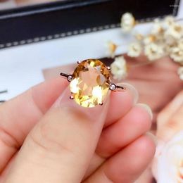 Cluster Rings Natural Citrine Yellow Luxury Gemstone For Woman Christmas Gift S925 Sterling Silver Jewelry Ring