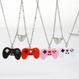 Pendant Necklaces Game Controller Matching Couple Set Magnetic Heart Pad Friendship Necklace BFF Jewellery Gift