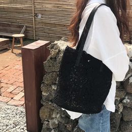 Nxy Spring and Summer New Korean Mori Lace Beautiful One Shoulder Handbag Ladies Large Capacity Bucket Shopping Bag 230424