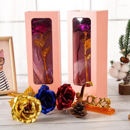 Decorative Flowers Artificial Gold Foil Rose Flower Craft Romantic Gift Box Set Christmas Valentine's Day Souvenir Wedding Shine Flores