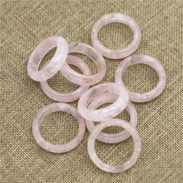 Band Rings 6Mm Pink Crystal Stone Rose Quartz Women Finger Ring Size 17Mm 18Mm 19Mm Drop Delivery Jewellery Dhnyx