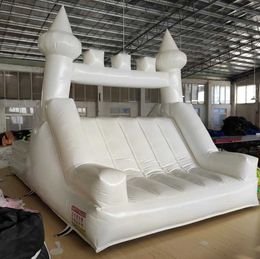 5x3.5m white Bounce House Modern Luxury Inflatable Bouncy Castle Slide With Climb Wall MoonBlow Up Jump Bouncer For Wedding included blower