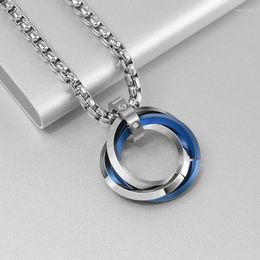 Chains Fashion Men's Stainless Steel Geometric Tricyclic Pendant Necklace Round Long Chain Jewellery For Men