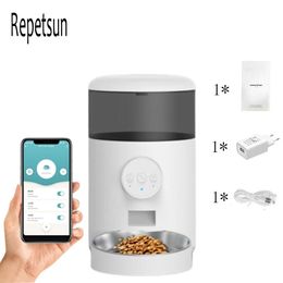 Feeding New Automatic Pet Feeder For Cats WiFi Smart Swirl Slow Dog Feeder With Voice Recorder Large Capacity Timing Cat Food Dispenser