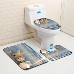 Covers Toilet Seat Cover Water Absorption 3Pcs Set Carpets Modern Decoration Home Bathroom AntiSlip Floor Mats Printing Pattern Rug