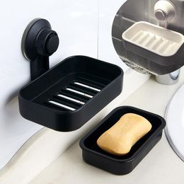 Dishes KLX High Quality Suction Cup Soap Box Bathroom Drain Soap Rack Creative Double Layer Soap Shelf Home Storage Organizer Holder