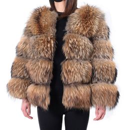 Fur MAOMAOKONG 2022 Natural Real raccoon fur jackets coats Super hot Women's winter Fashion Luxury large size Female clothing Vests