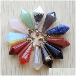 Charms Assorted Natural Stone Pillar Chakra Hexagonal Pyramid Healing Reiki Point Pendants For Necklace Jewelry Making Drop Delivery Dhnbl