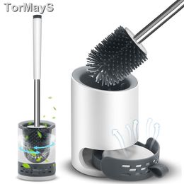 Brushes TORMAYS Silicone Toilet Brush and Container with Quick Drying Holder Set for Bathroom Guest Toilet Wall Mounting and Standing