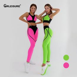 Pants CHRLEISURE New Seamless Peach Hip Fitness Pants Suit High Waist Tight Breathable Pants Woman Gym Fitness Sexy Sports Bra Suit